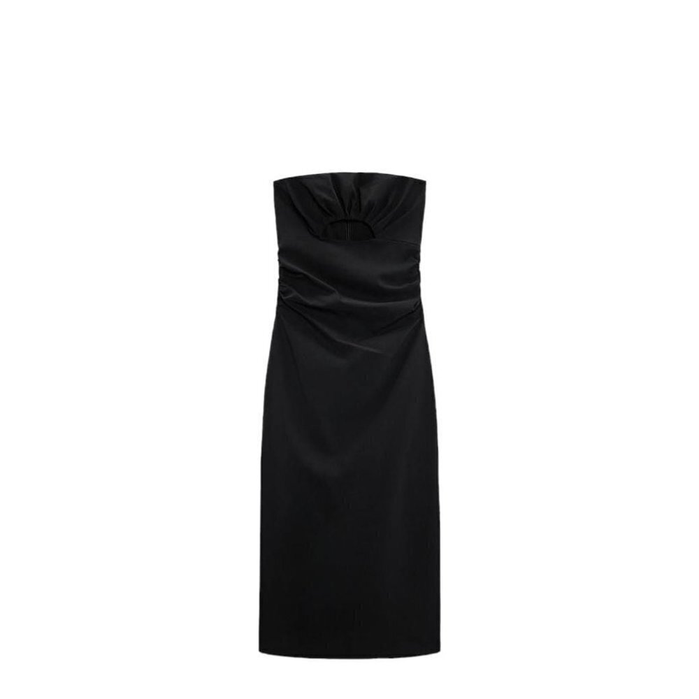 ZARA STRAPLESS MIDI DRESS WITH CUT-OUT DETAIL BLACK SIZE S | 8342/220 - Picture 2 of 4